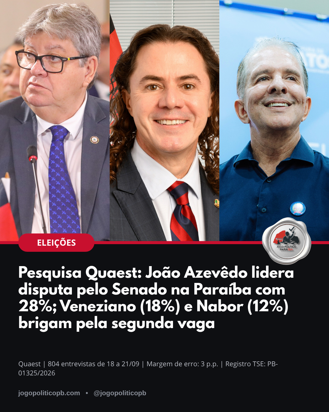 Pesquisa Quaest para o Senado na Paraíba