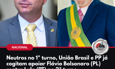Flávio Bolsonaro e Lula: União Brasil e PP cogitam apoio no 2º turno