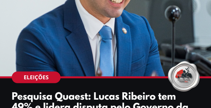 Pesquisa Quaest para o Governo da Paraíba: Lucas Ribeiro 49%