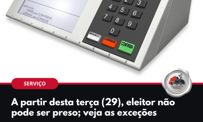 Arte do Jogo Político PB: a partir desta terça (29), eleitor não pode ser preso; veja as exceções