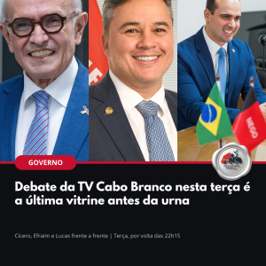 Arte do Jogo Político PB: Cícero Lucena, Efraim Filho e Lucas Ribeiro no debate da TV Cabo Branco
