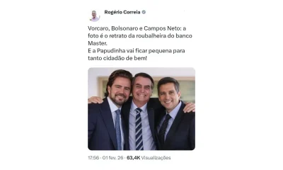 Deputado do PT Rogério Correia é criticado por montagem com Bolsonaro e dono do Banco Master
