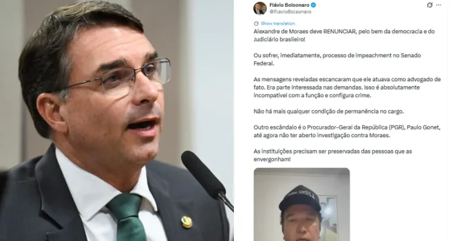 Flávio Bolsonaro Pede Impeachment de Moraes Após Vazamento de Mensagens de Daniel Vorcaro