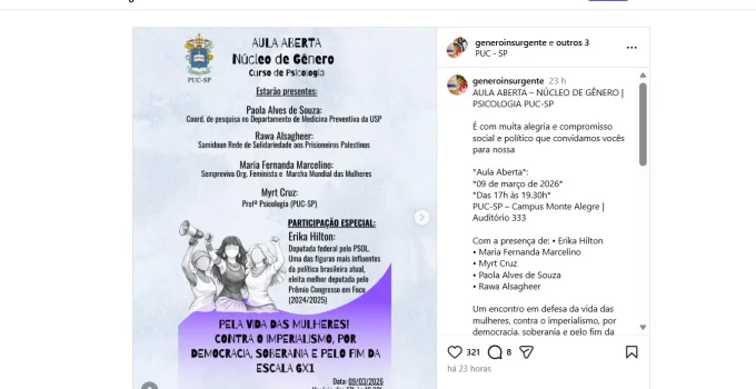 PUC-SP Convida Coordenadora de Grupo Banido nos EUA e Alemanha para Aula Aberta: Quem é Rawa Alsagheer?