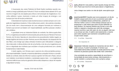 Charge sobre 'penduricalhos' de juízes gera polêmica e notas de repúdio após morte de magistrada